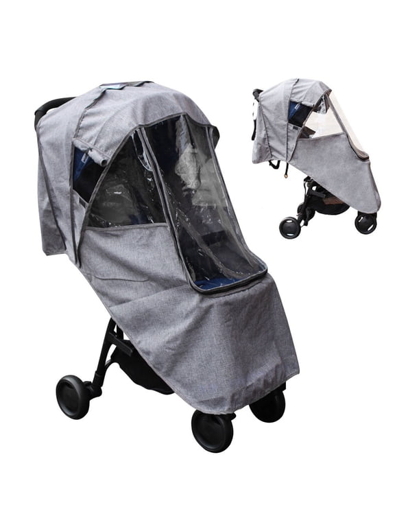 Stroller Rain Cover Baby Travel Weather Shield Universal Size Protect from Rain Wind Dust Snow Ventilate Clear EVA Zipper Pram Rain Cover