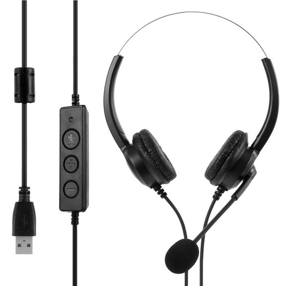 ODOMY USB Headset with Microphone Noise Cancelling & Audio Control Clearer Voice and Super Light