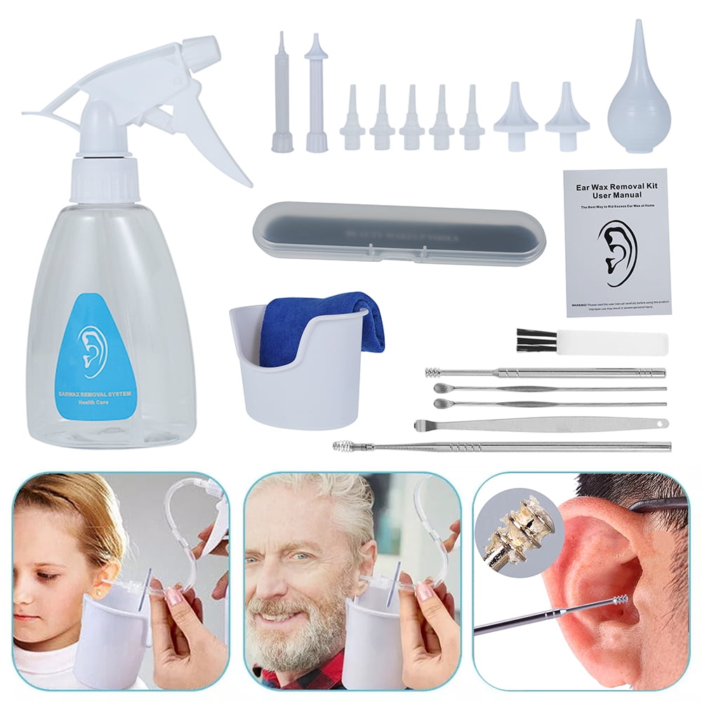 Ear Wax Removal Kit Ear Wax Removal Tool Ear Cleaning Kits Ear Irrigation  Kit Ear Flush Kit for Adults Kid Ear Cleaning Irrigation Kit with Watering  Can Cleanse Basin Brush