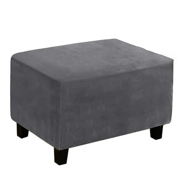 ODOMY Velvet Slipcovers Stretch Rectangle Footstool Protector Folding Soft Pedal Cover With Elastic Bottom Washable Furniture Protector For Living Room