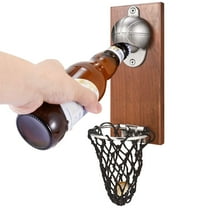 ODOMY Wall Mounted Bottle Opener Magnetic Basketball Bottle Opener with Cap Catcher Collector Personalized Beer Bottle Opener Stainless Steel Vintage Bottle Opener for Home Kitchen Gift