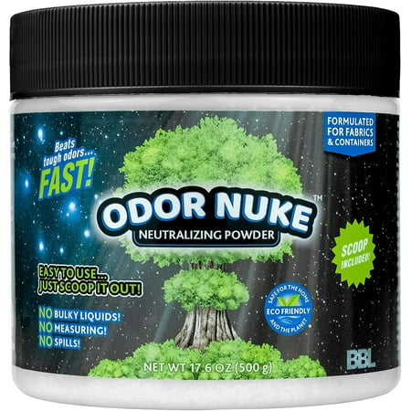 ODOR NUKE Bedside Commode Deodorizer - Human Urine Odor Neutralizer & Washing Aid For Urinal Containers & Fabrics - Scoop Included (17.6oz) (Powder)