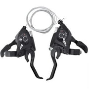 ODPD Bicycle Brake Levers Left Shifter 3x7 21 Speed Shifter with Gear Indicator and V Brake Cable
