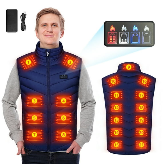 ODPD Unisex Lightweight Heated Vest Coat USB Battery Pack Outwear Body Warmer Winter Jacket for Mens Women