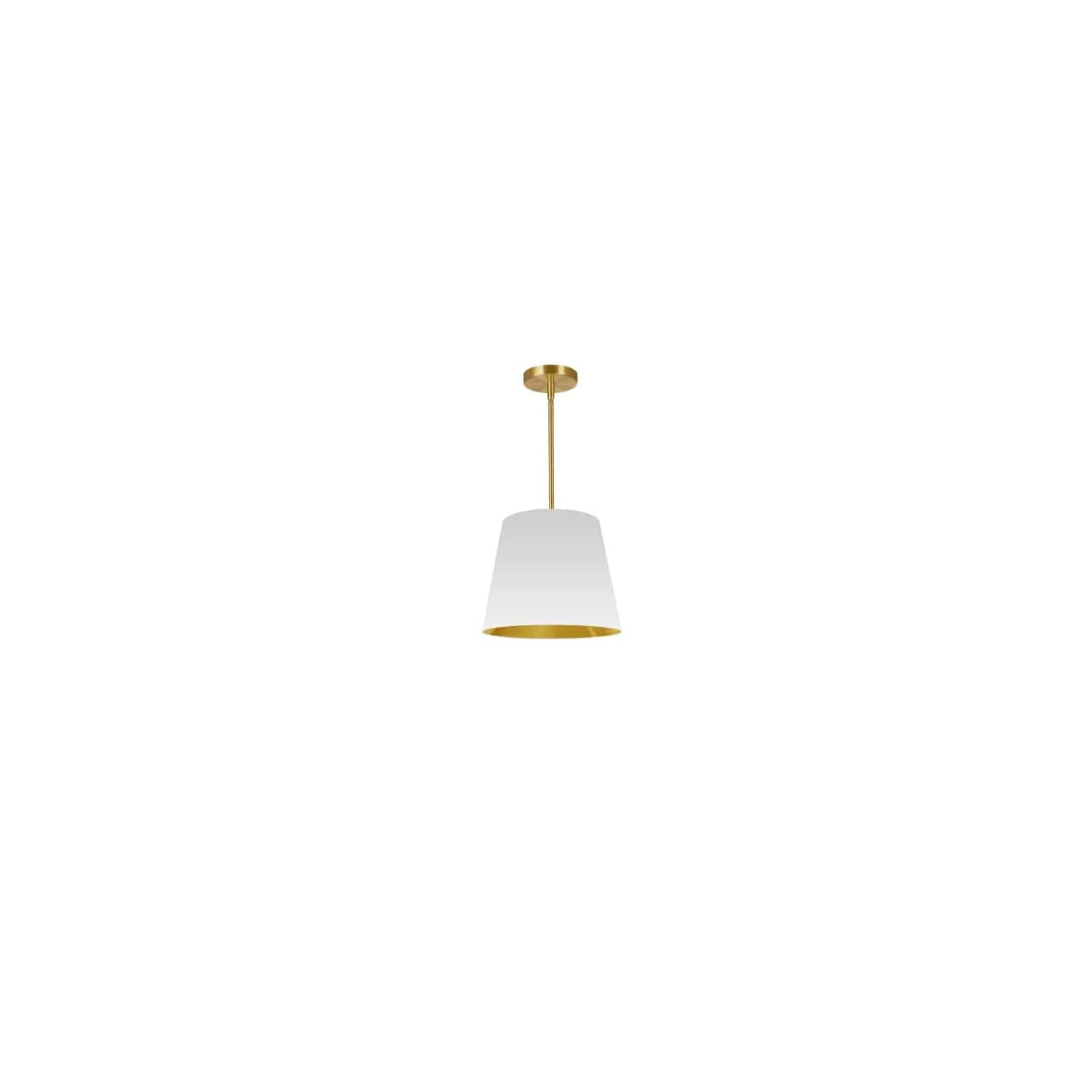 Modern Gold and White Drum Pendant Light, 14" Wide
