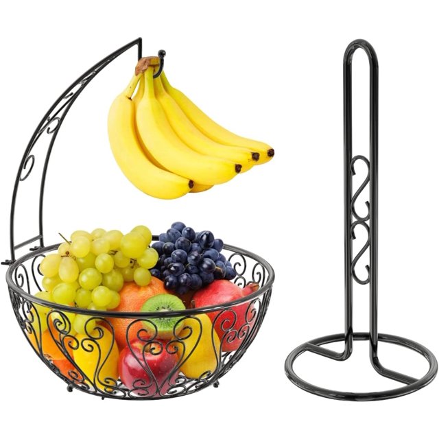 ODRAGO Fruit Basket with Banana Hanger Tree & Paper Towel Holder for