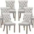thumbnail image 1 of ODUSE-DAILY Beige Linen Dining Chairs Set of 6, Kitchen & Dining Room Chairs, Nailheads Tufted Chair, Sillas De Comedor, Fabric Upholstered, Wood Legs (Beige, 6 Pcs), 1 of 12