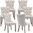 thumbnail image 1 of ODUSE-DAILY Beige Velvet Dining Chairs Set of 6, Kitchen & Dining Room Chairs, Tufted Dining Chairs, Fabric Upholstered, Solid Wood, Sillas De Comedor (Beige, 6 Pcs), 1 of 12