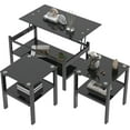 thumbnail image 1 of ODUSE-DAILY Black Lift Top Coffee Table Set of 3 Piece, Black Glass Living Room Table Set of 3, Black Glass Coffee Table and End Coffee Table Sets (Black, Set of 3), 1 of 10