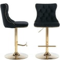 thumbnail image 1 of ODUSE-DAILY Black Velvet Bar Stools Set of 2 - Adjustable Swivel Counter Height Chairs with Tufted Back and Nailhead Trim for Kitchen Island Pub Restaurant (2Pcs, Gold Metal, Black), 1 of 12
