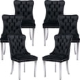 ODUSEDAILY Modern Dining Chairs, Set of 6, Black Velvet, Nailhead