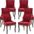 thumbnail image 1 of ODUSE-DAILY Burgundy Dining Chairs Set of 6, Kitchen & Dining Room Chairs, Fabric Upholstered Dinning Chairs, Wooden Dining Table Chairs, Sillas De Comedor, Nailhead Trim, Wood Legs (Red, 6 Pcs), 1 of 12