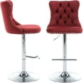 thumbnail image 1 of ODUSE-DAILY Burgundy Velvet Bar Stools Set of 2 - Adjustable Swivel Wine Red Counter Height Chairs with Tufted Back and Nailhead Trim for Kitchen Island (Wine Red, Chrome Metal, 2 Pcs), 1 of 10