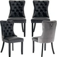 thumbnail image 1 of ODUSE-DAILY Dining Chairs Set of 4, Kitchen & Dining Room Chairs, Nailheads Tufted, Sillas De Comedor, Black PU & Gray Velvet Upholstered, Wood Legs (Two-Tone, 4 Pcs), 1 of 12