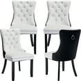 thumbnail image 1 of ODUSE-DAILY Dining Chairs Set of 4, Kitchen & Dining Room Chairs, Nailheads Tufted, Sillas De Comedor, White PU & Black Velvet Upholstered, Wood Legs (Two-Tone, 4 Pcs), 1 of 12