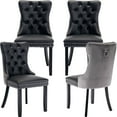 ODUSEDAILY Set of 4 Dining Chairs, Tufted Nailheads, Black PU & Gray