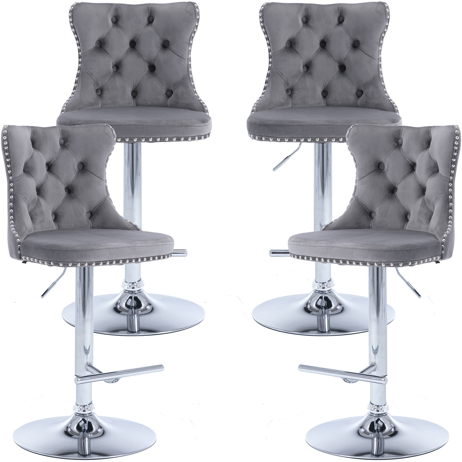 Xavier Grey Velvet Counter Stool