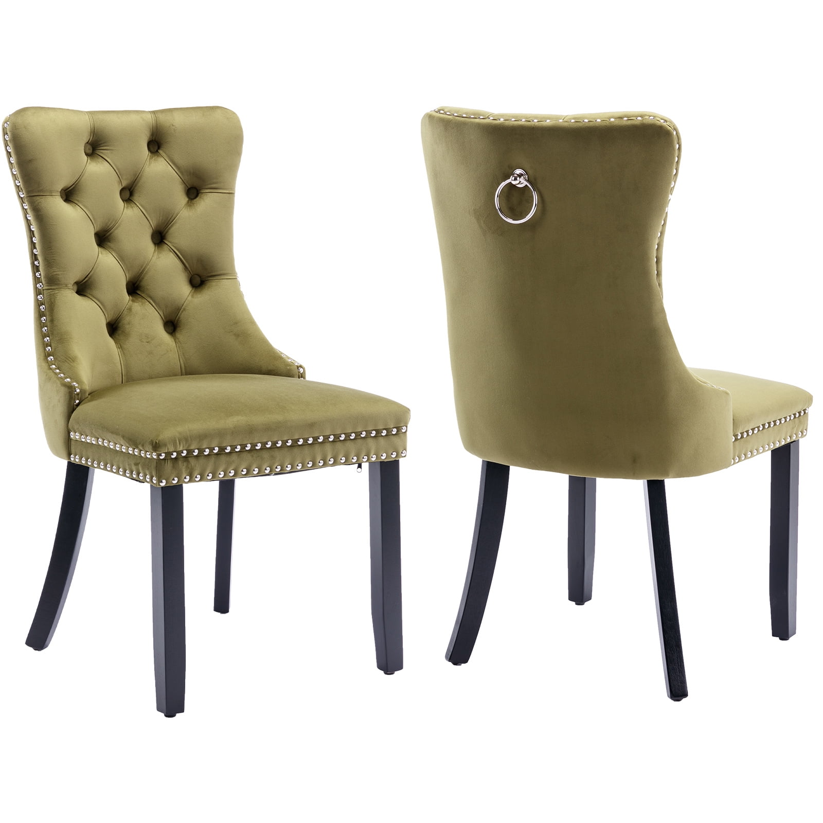 ODUSEDAILY Green Velvet Dining Chairs Set of 2, Kitchen & Dining Room