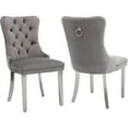 thumbnail image 1 of ODUSE-DAILY Grey Velvet Dining Chairs Set of 2, Kitchen & Dining Room Chairs, Nailheads Tufted, Sillas De Comedor, Fabric Upholstered, Silver Chrome Metal Legs (Gray, 2 Pcs), 1 of 12