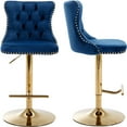 ODUSEDAILY Navy Velvet Bar Stools Set of 2 Adjustable Swivel Counter