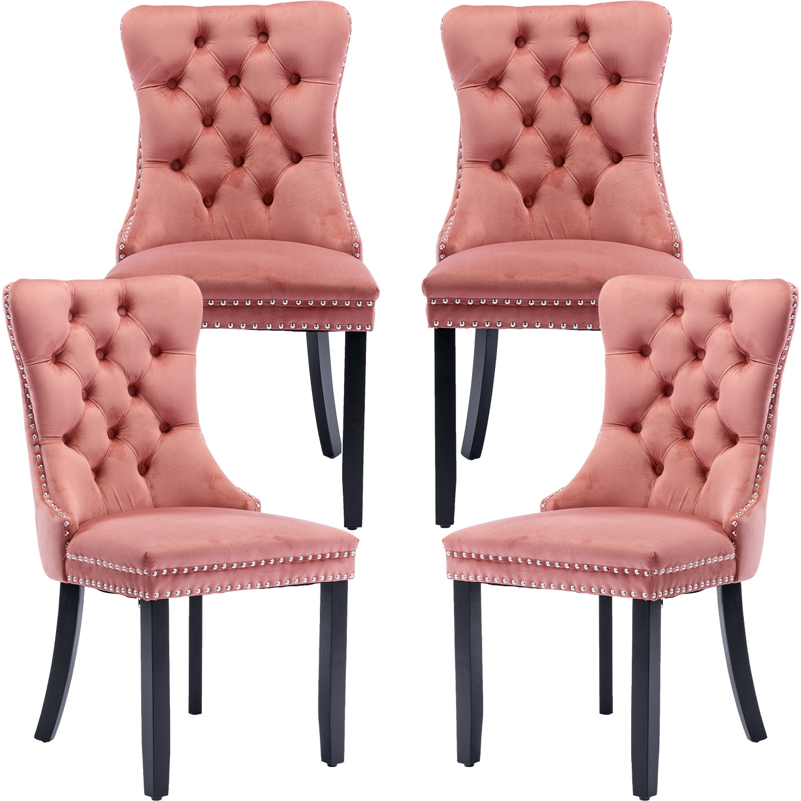 ODUSE-DAILY Pink Velvet Dining Chairs Set of 4, Kitchen & Dining Room Chairs, Sillas De Comedor ...