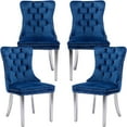 thumbnail image 1 of ODUSE-DAILY Velvet Dining Chairs Set of 4, Navy Kitchen & Dining Room Chairs, Nailheads Tufted, Sillas De Comedor, Fabric Upholstered, Silver Chrome Metal Legs (Blue, 4 Pcs), 1 of 12
