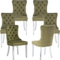 thumbnail image 1 of ODUSE-DAILY Velvet Dining Chairs Set of 6, Green Kitchen & Dining Room Chairs, Nailheads Tufted, Sillas De Comedor, Fabric Upholstered, Silver Chrome Metal Legs (Olive, 6 Pcs), 1 of 12