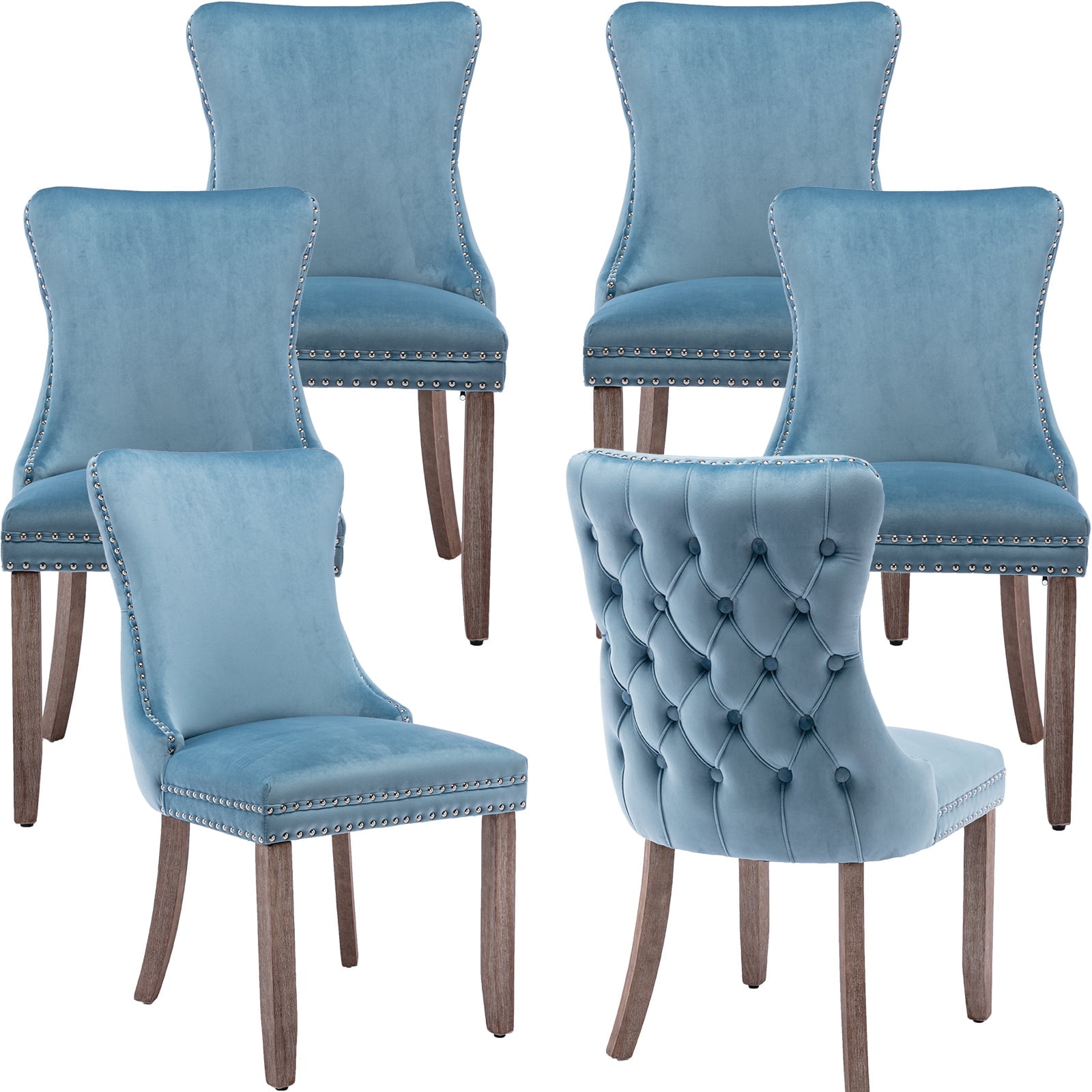 ODUSE-DAILY Velvet Dining Chairs Set Of 6, Kitchen & Dining Room Chairs ...