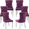 thumbnail image 1 of ODUSE-DAILY Velvet Dining Chairs Set of 6, Violet Kitchen & Dining Room Chairs, Nailheads Tufted Chair, Sillas De Comedor, Fabric Upholstered, Silver Chrome Metal Legs (Purple, 6 Pcs), 1 of 12