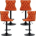 thumbnail image 1 of ODUSE-DAILY Velvet Swivel Bar Stools Set of 4 with Upholstered Back, 25-33 Inch Height Adjustable, Bar Chairs for Counter Height Bar Height Kitchen Island Pub (4Pcs, Black Base, Orange), 1 of 12