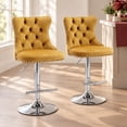thumbnail image 1 of ODUSE-DAILY Yellow Velvet Swivel Bar Stools Set of 2 with Upholstered Back, 25-33 Inch Height Adjustable, Bar Chairs for Counter Height Bar Height Kitchen Island Pub (2Pcs, Silver Base, Gold), 1 of 10
