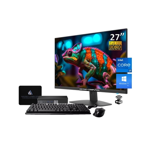 ODYPC DELL OptiPlex Micro Desktop Bundle Intel Core i7 up to 3.8GHz, 16GB 512GB SSD WiFi Windows 11 Pro 27" FHD Monitor with Keyboard and Mouse