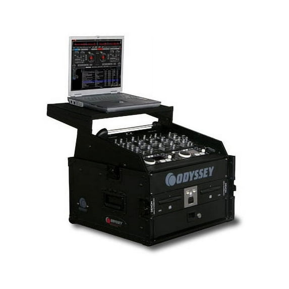 Odyssey FZGS1004BL New DJ Gear Combo Rack 10U Over 4U Black Label Glide Style