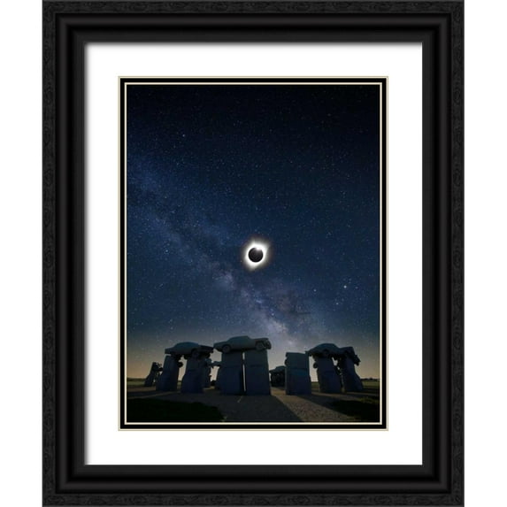 ODell, Dale 15x18 Black Ornate Wood Framed with Double Matting Museum Art Print Titled - Eclipse at Carhenge