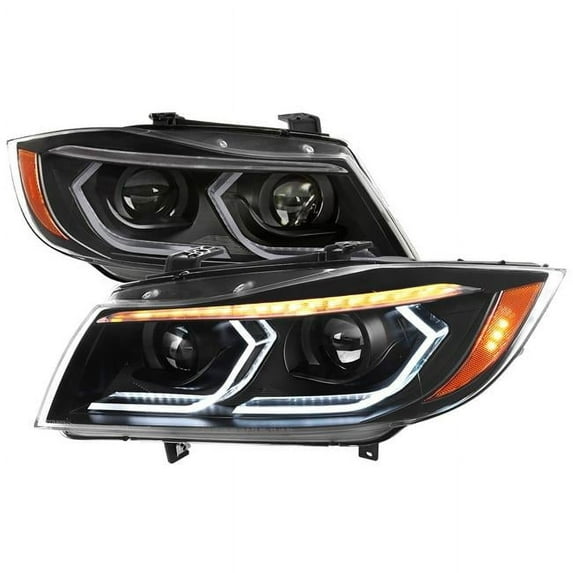 OE Halogen 3 Series Sedan Projector Headlight with Matte Black Housing Clear Lens for 2006-2011 BMW E90