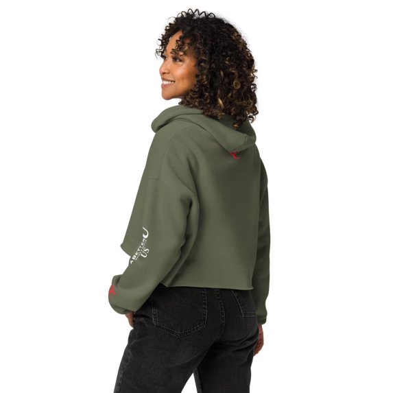 OE Love Crop Hoodie (Military Green, S)