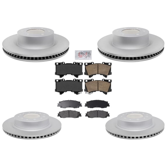 OE-Matched 2022-2024 for Toyota for Tundra & 2023-2024 for Sequoia D3EA Ceramic Disc Brake Rotors & Pads Kit - Front & Rear Vented Rotors & Pads (PRC2442, BR901928, 1551-2439-00, BR901930)