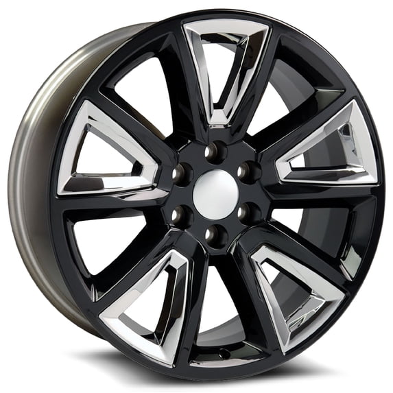 OE_REVOLUTION C-08 24X10 6X139.7 +31ET 78.1CB GLOSS BLACK WITH CHROME INSERT WHEEL