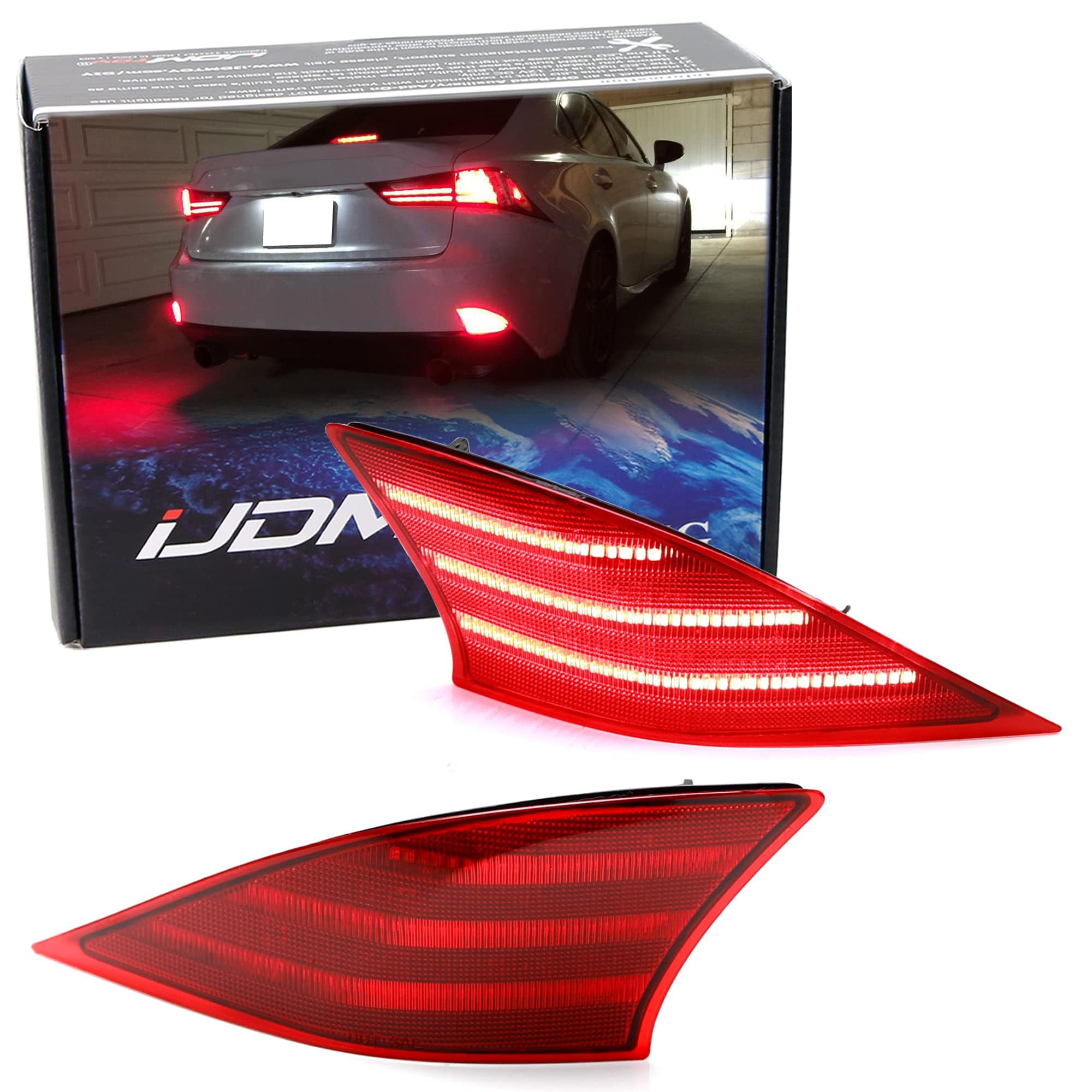 OE-Red Lens 120-SMD Full LED Rear Bumper Reflector Light Trim For Lexus ...