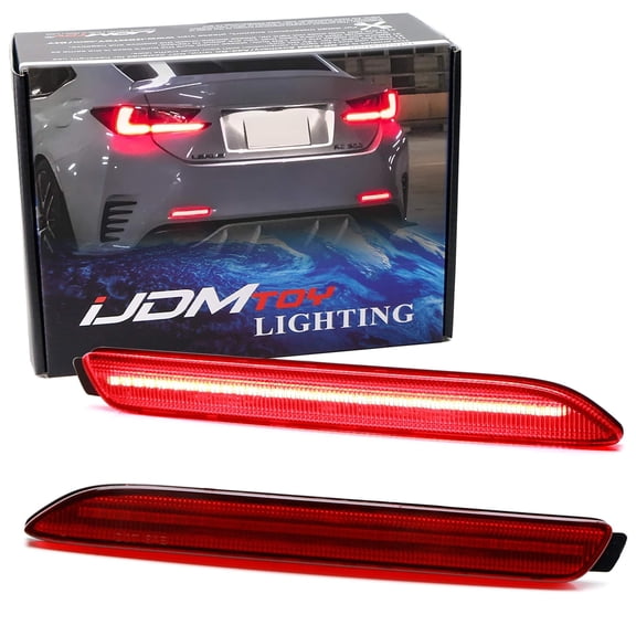 OE-Red Lens 30-SMD Full LED Srtip Rear Bumper Reflector Light Trim For Lexus is-F RC-F NX-F RC250 RC350 GX470 RX300 NX200t NX300, Function as Tail or Rear Fog Lights