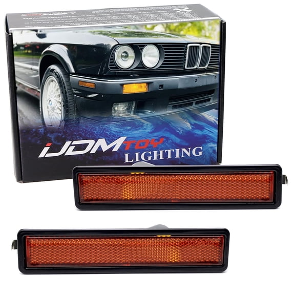 OE-Spec Amber Lens Bumper Side Marker Lamp Housings For BMW E30 3 E34 5 Series, etc, Replace OEM Sidemarker Lamps