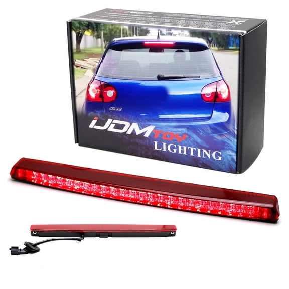 OE-Spec Dark Red Lens Full LED Roof High Mount Spoiler Lid Third Brake Light Bar Assembly For Volkswagen 2005-2009 MK5 Golf GTI R32