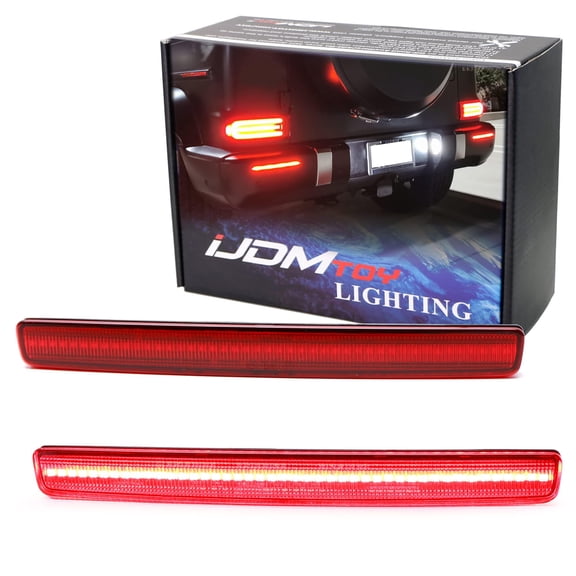 OE-Spec Red Lens Full LED Strip Bumper Reflector Lights For Mercedes 2019-up W463A G-Class G500 G550 G63 AMG, Function as Tail or Rear Fog Lights