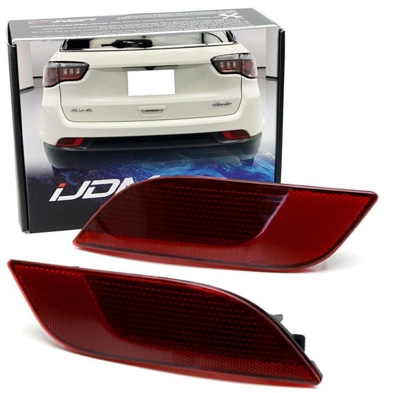 OE-Spec Red Lens Rear Bumper Reflector Lenses For Jeep 2017-up Compass, OE-Spec LH RH Assembly