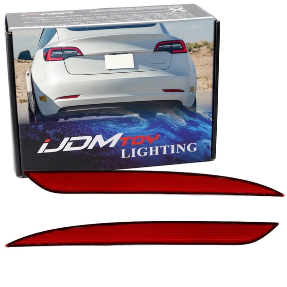 OE-Spec Red Lens Rear Bumper Reflector Replacements For Tesla 2020-up Model Y