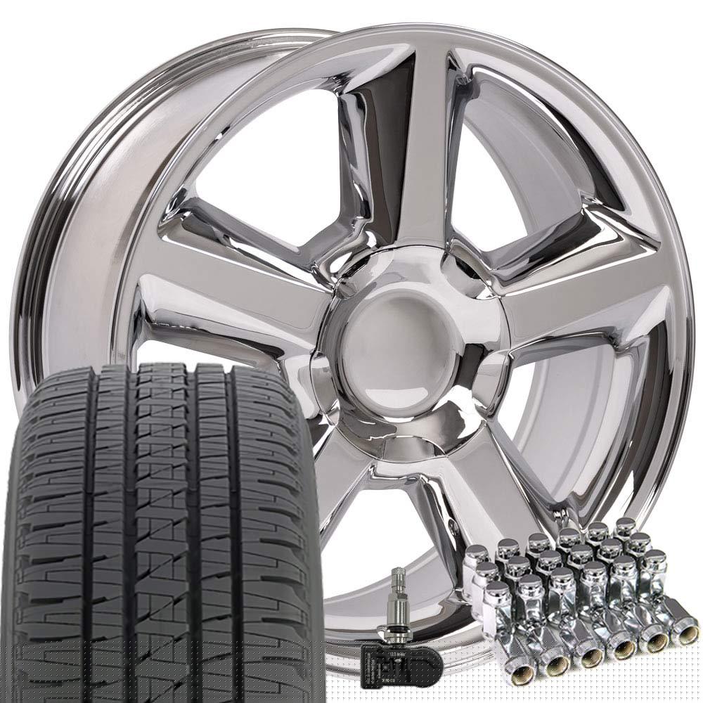 thumbnail image 1 of OE Wheels CV83 20 Inch Rims and Tires Fit Tahoe Style 6x139.7 20x8.5 Chrome - Hollander 5308 - Dueler H/L Alenza 275/55-20 (Set of 4), 1 of 5