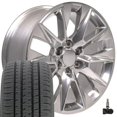 thumbnail image 1 of OE Wheels CV26 20 Inch Rims and Tires Fit Silverado 1500 LTZ Style 6x139.7 20x9 Polished - Hollander 5920 - Dueler H/L Alenza 275/55-20 (Set of 4), 1 of 5