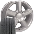 thumbnail image 1 of OE Wheels CV83 20 Inch Rims and Tires Fit Tahoe Style 6x139.7 20x8.5 Gloss Silver - Hollander 5308 - Dueler H/L Alenza 275/55-20 (Set of 4), 1 of 5