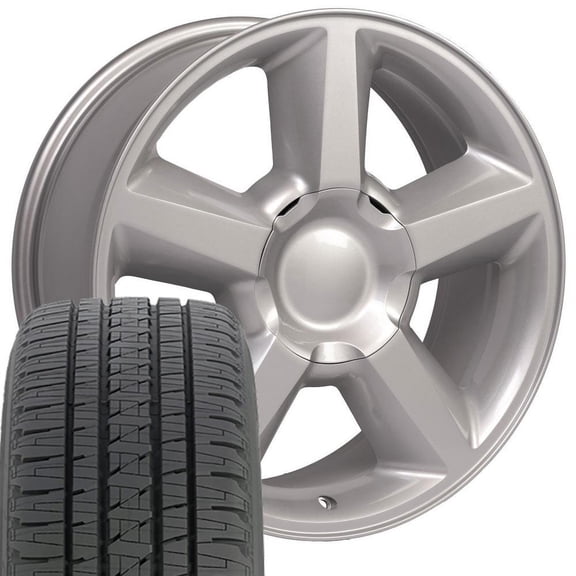 20 Inch Silver 5308 Rims & Bridgestone Tires SET Fit Silverado Tahoe Suburban