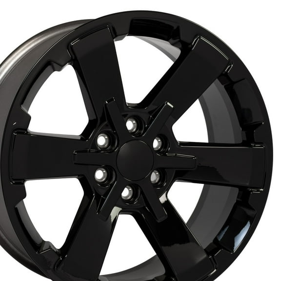 OE Wheels CV41B 22 Inch Rim Fits Silverado 1500 Rally Style 6x139.7 22x9 Gloss Black - Hollander 5662 (1)